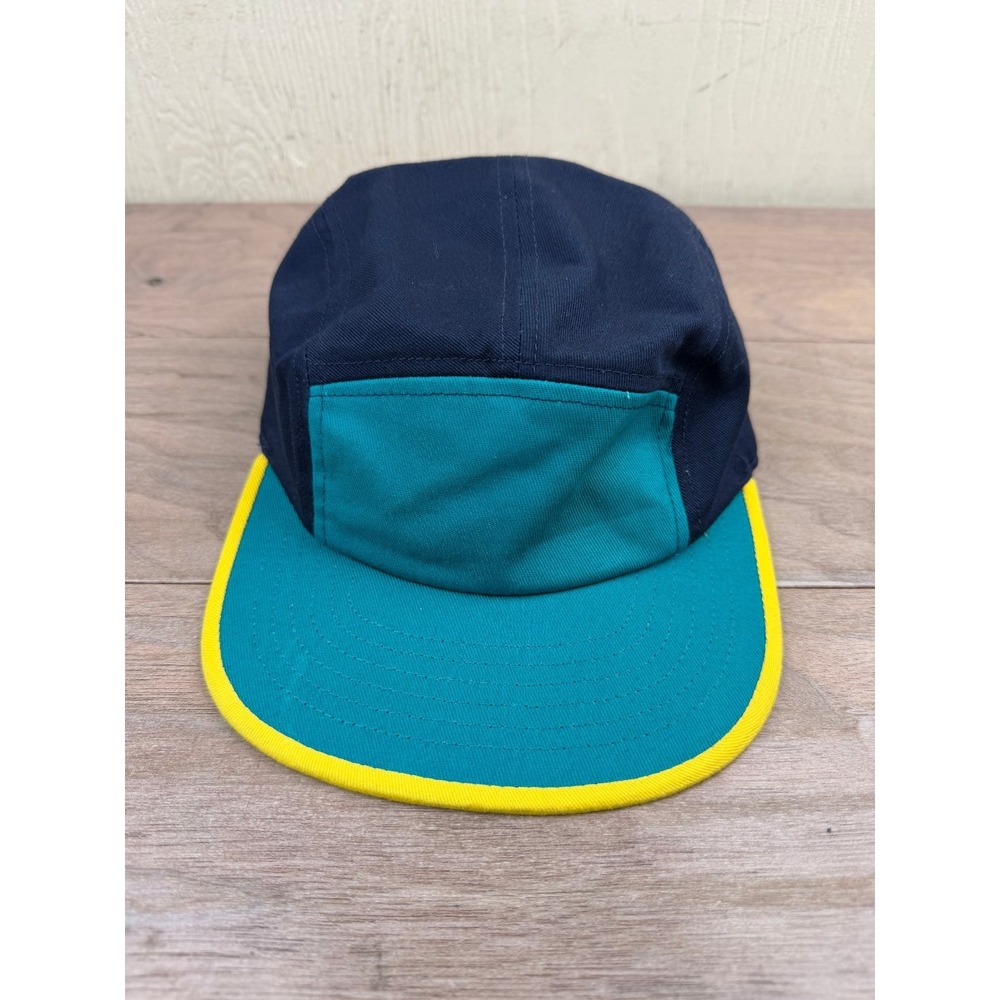 Art Class 5 Panel Camp Hat Men's OSFM Adjustable Navy Teal Yellow Cotton